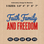 Faith Family Embroidery Design, Saved By Grace Patriotic Stitch, Jesus Inspired Machine Embroidery File, 5 sizes, Digital Download