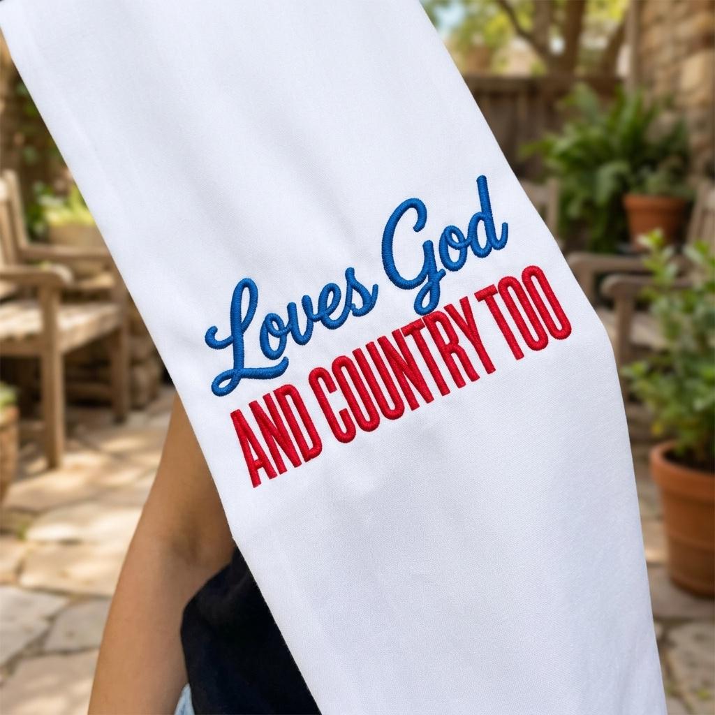 Loves God And Country Embroidery Design, Patriotic Machine Stitch File, Faith Home Decor, 5 sizes, Digital Download - image 5
