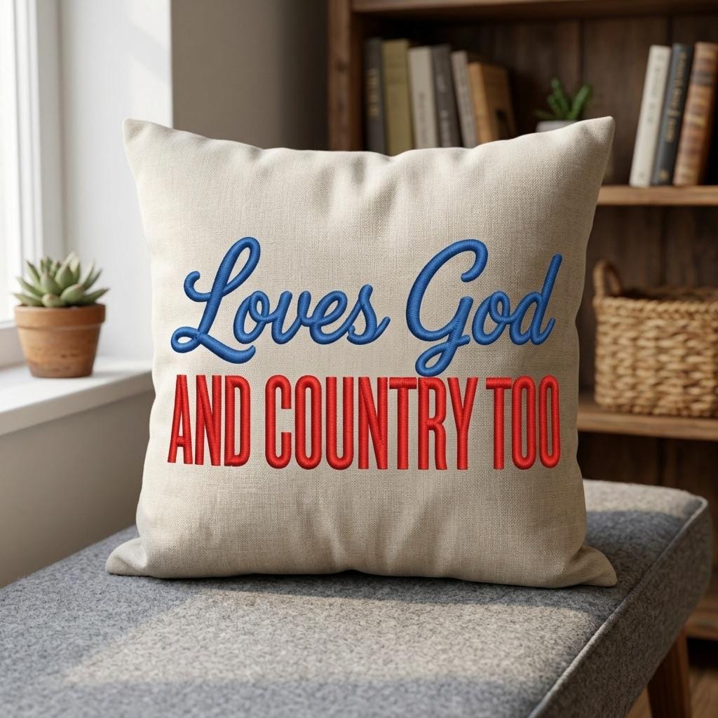 Loves God And Country Embroidery Design, Patriotic Machine Stitch File, Faith Home Decor, 5 sizes, Digital Download - image 6