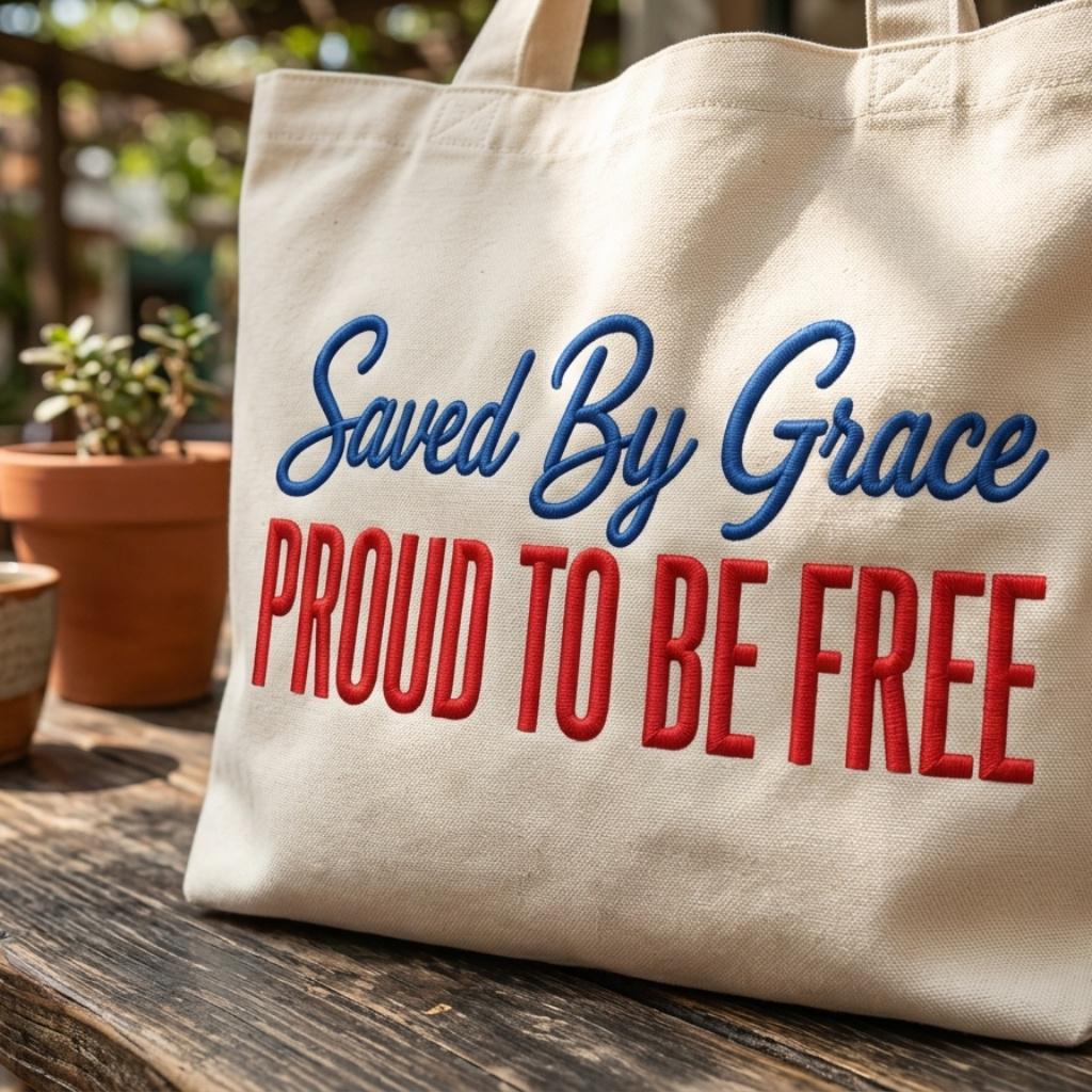 Saved By Grace Embroidery Design, Proud To Be Free Christian Stitch, Patriotic Faith Machine Embroidery, 5 sizes, Digital Download - image 4