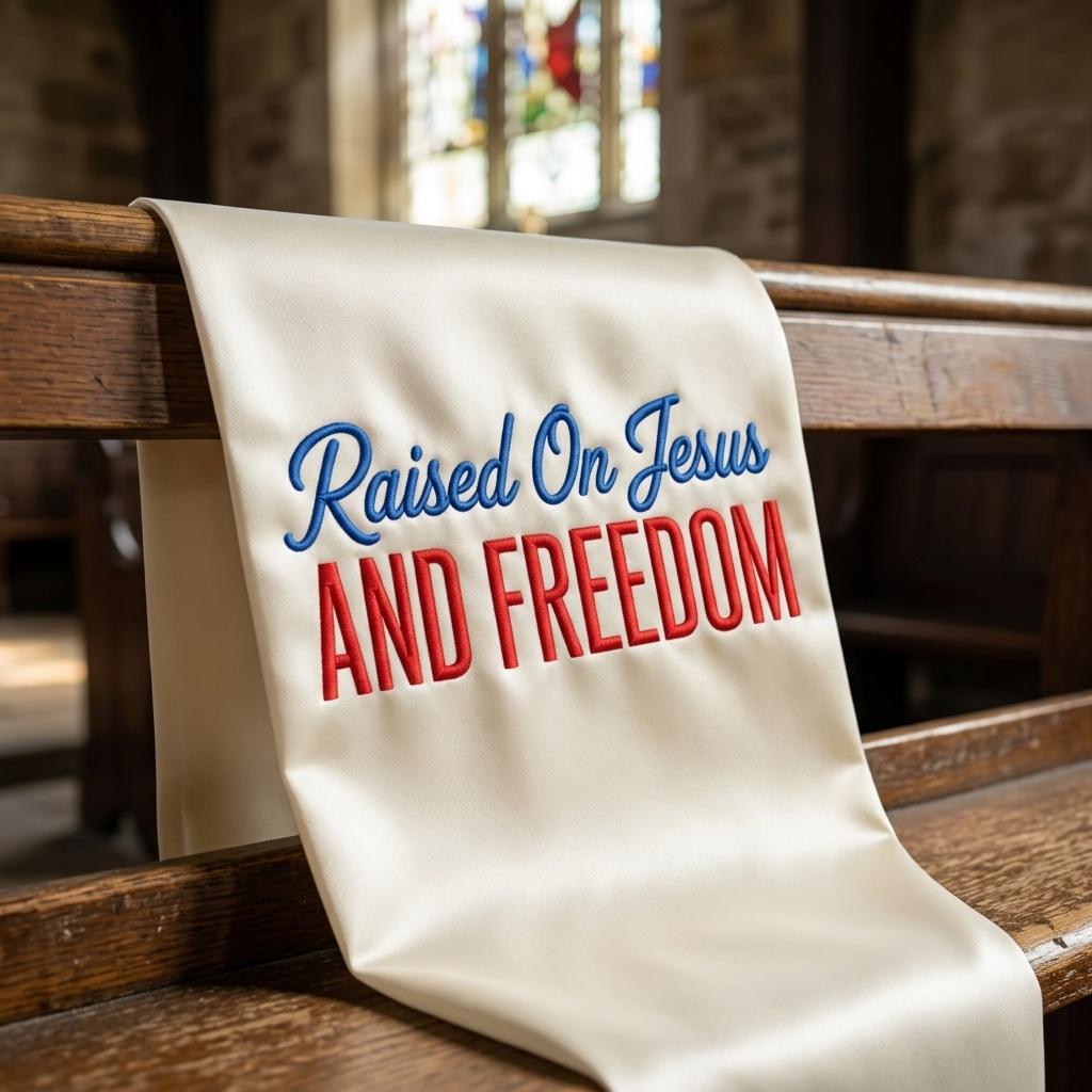 Raised On Jesus Embroidery Design, Patriotic Christian File, Faith Machine Stitch File, God Saved Country USA, 5 sizes, Digital Download - image 6