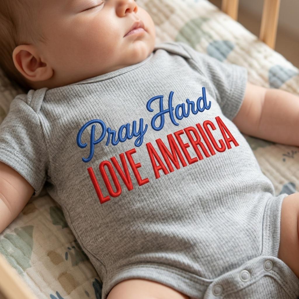 Pray Hard Love America Patriotic Embroidery Design, USA Independence Day Machine Embroidery Pattern, 5 Sizes, Digital Download - image 6