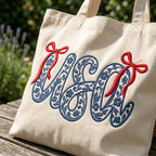 USA Chinoiserie Embroidery Design, Patriotic Bow USA, Blue and White Floral Americana Embroidery, Fourth of July, 5 Sizes, Digital Download - image 7