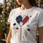 America Heart Flower Embroidery Design, Patriotic Floral Heart Embroidery File, USA Independence Day Sketch Art, 5 Sizes, Digital Download - image 3