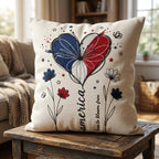 America Heart Flower Embroidery Design, Patriotic Floral Heart Embroidery File, USA Independence Day Sketch Art, 5 Sizes, Digital Download - image 4