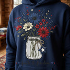 Faith And Freedom Floral Jar Embroidery Design, Patriotic Wildflower Embroidery, USA Independence Day Flower Art, 5 Sizes, Digital Download - image 3