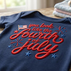 You Look Like The Fourth Of July Embroidery Design, Patriotic Quote File, American Flag Fireworks Pattern, 5 Sizes, Digital Download - image 6