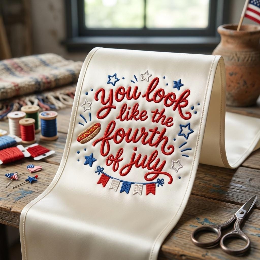 You Look Like The Fourth Of July Embroidery Design, Patriotic Saying Machine Embroidery, USA Summer BBQ Pattern, 5 Sizes, Digital Download - image 3