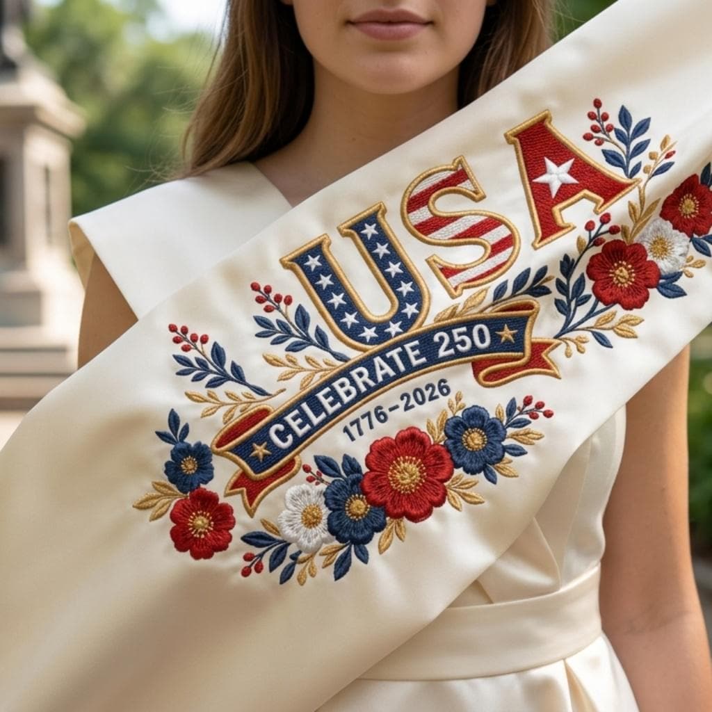 USA 250 Years Of Freedom Embroidery Design, America 250th Anniversary Floral Embroidery, Patriotic 1776-2026 File, 5 Sizes, Digital Download - image 5