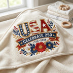 USA 250 Years Of Freedom Embroidery Design, America 250th Anniversary Floral Embroidery, Patriotic 1776-2026 File, 5 Sizes, Digital Download - image 6