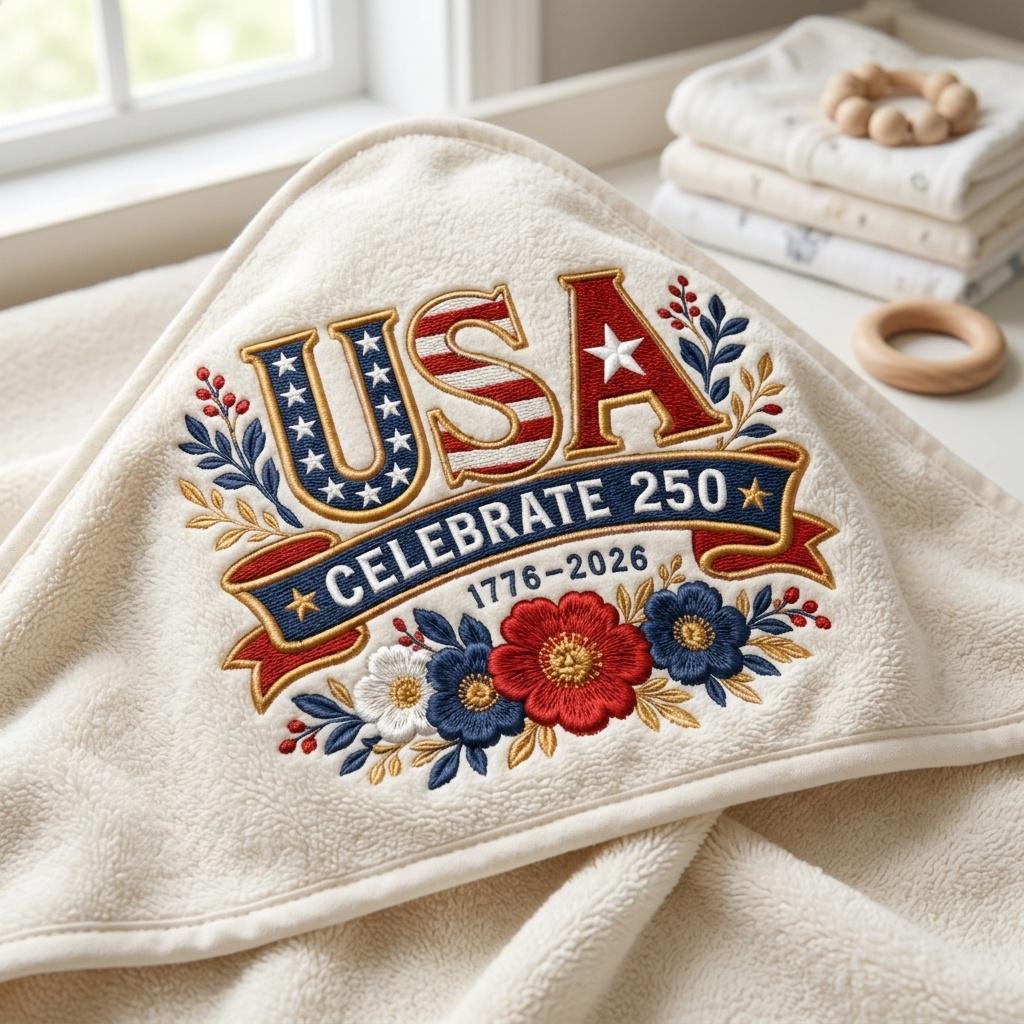 USA 250 Years Of Freedom Embroidery Design, America 250th Anniversary Floral Embroidery, Patriotic 1776-2026 File, 5 Sizes, Digital Download - image 6