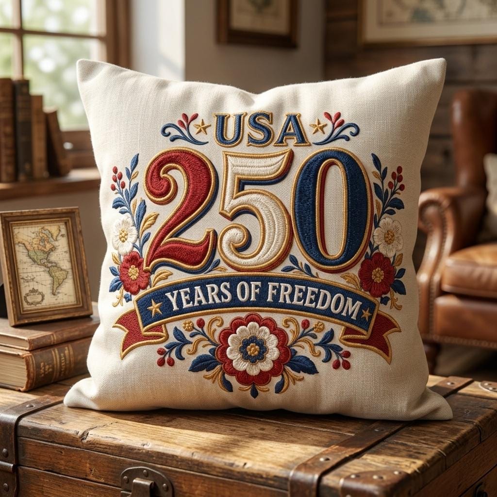 America 250 Embroidery Design, Semiquincentennial Patriotic Floral Art, USA 1776-2026 Anniversary, Independence Day, Digital Download - image 7