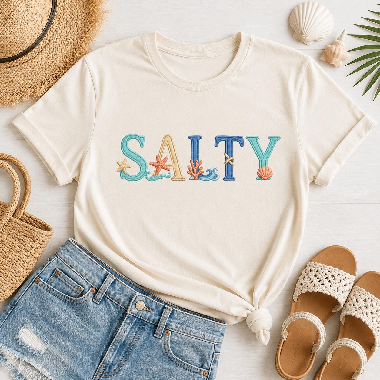 Coastal Embroidery Alphabet Font, Beach Sea Life Letter Set, Summer Ocean Embroidery Letters, Name Monogram Font, 5 sizes, Digital Download - image 7