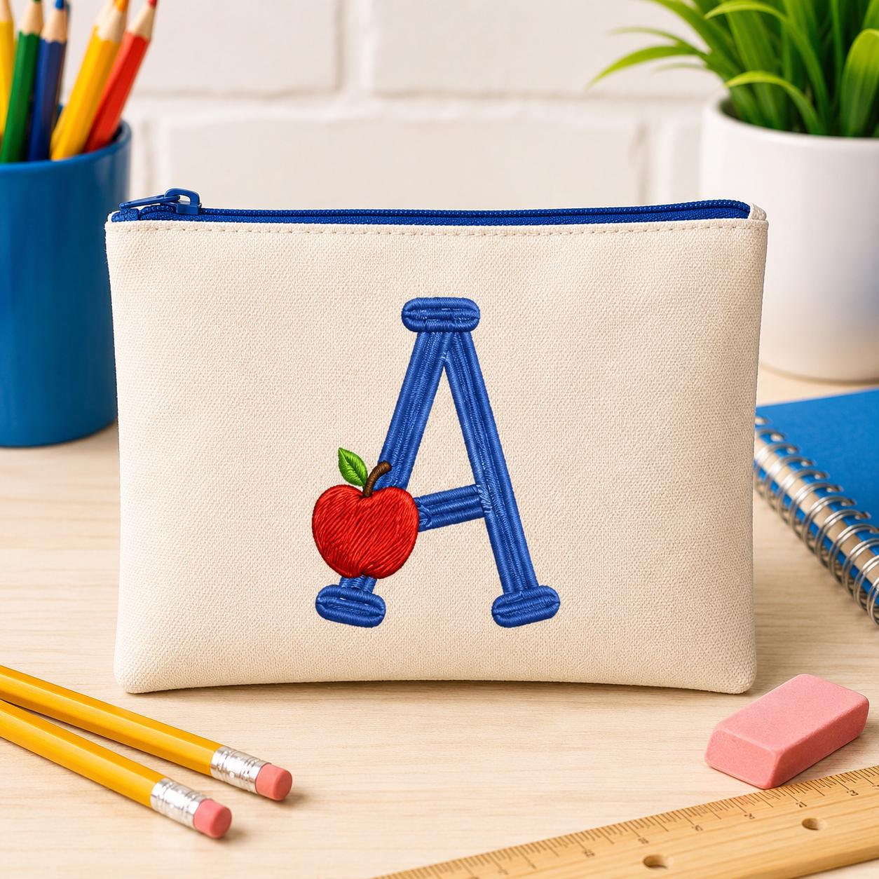 School Alphabet Embroidery Font, Teacher Classroom Letter Set, Back To School Embroidery Letters, Name ABC Font, 5 sizes, Digital Download - image 5