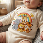 Cute Safari Animals Embroidery Design with Rainbow, Lion Elephant Giraffe Tiger Machine Embroidery File, 5 sizes, Digital Download - image 3