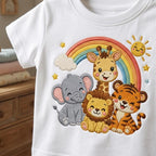 Cute Safari Animals Embroidery Design with Rainbow, Lion Elephant Giraffe Tiger Machine Embroidery File, 5 sizes, Digital Download - image 4