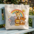 Cute Safari Animals Embroidery Design with Rainbow, Lion Elephant Giraffe Tiger Machine Embroidery File, 5 sizes, Digital Download - image 7
