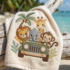 Cute Safari Jeep Embroidery Design, Lion Elephant Giraffe Monkey Jungle Animals Machine Embroidery File, 5 sizes, Digital Download - image 6
