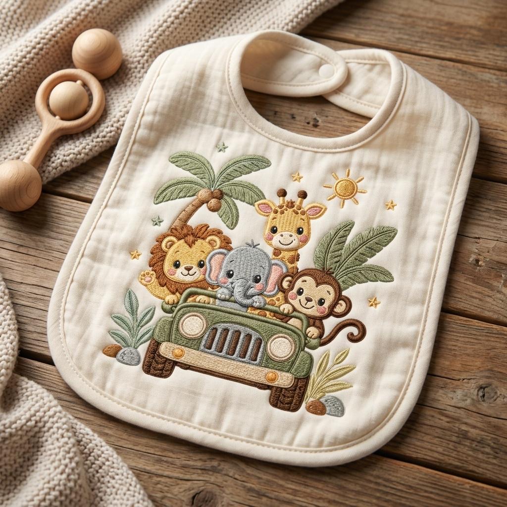 Cute Safari Jeep Embroidery Design, Lion Elephant Giraffe Monkey Jungle Animals Machine Embroidery File, 5 sizes, Digital Download - image 7