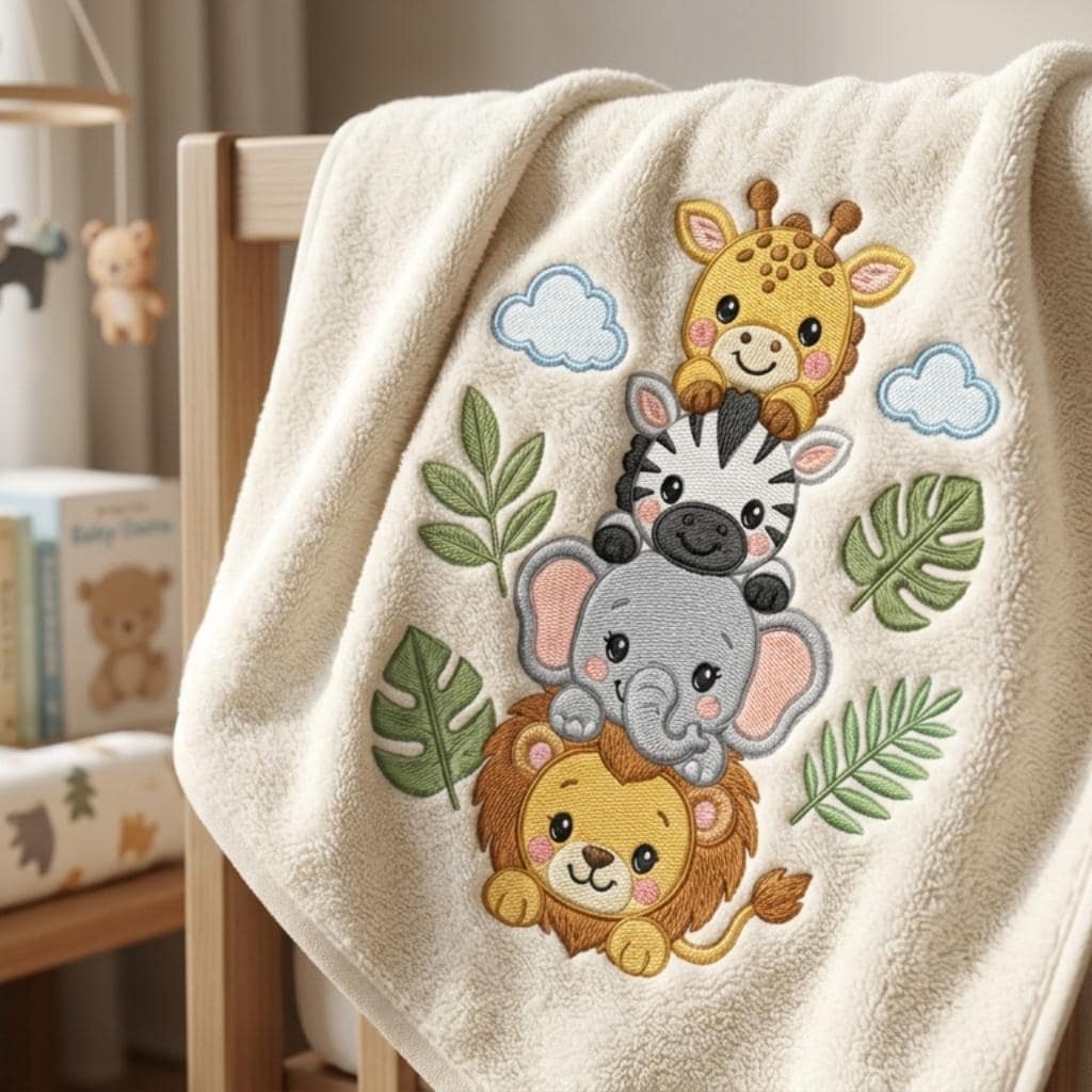 Stacked Safari Animals Embroidery Design, Lion Elephant Zebra Giraffe Machine Embroidery File, 5 sizes, Digital Download - image 5
