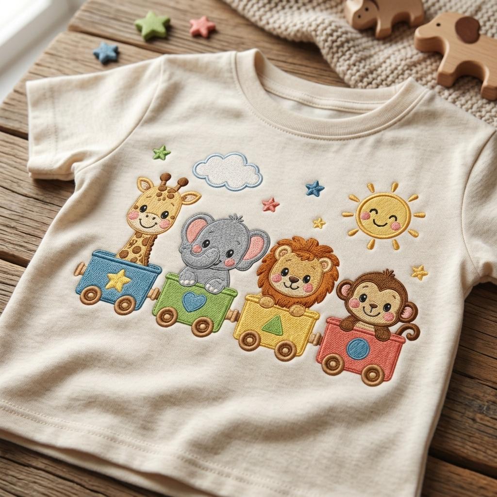 Safari Animal Train Embroidery Design, Giraffe Elephant Lion Monkey Baby Machine Embroidery File, 5 sizes, Digital Download - image 7