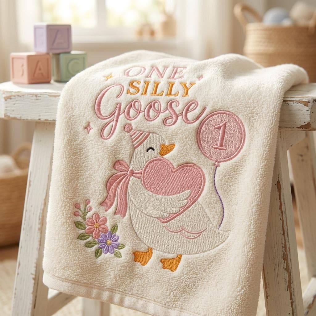 One Silly Goose Embroidery Design, Birthday Balloon Machine Stitch, Baby Goose Digital File, Silly Goose Pattern, 5 sizes, Digital Download - image 7