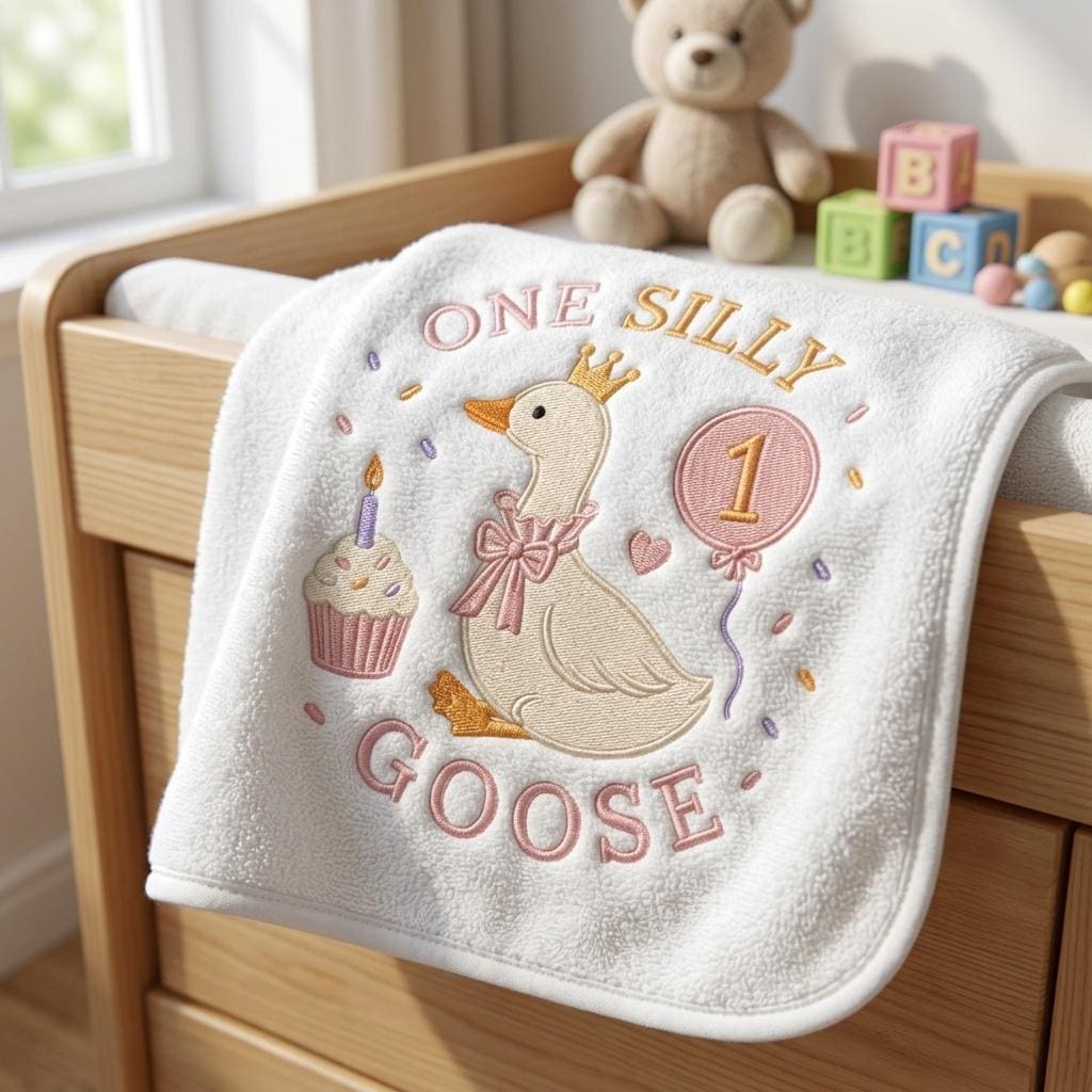 Cute Birthday Goose Embroidery, One Silly Goose Machine Stitch File, Balloon Embroidery Pattern, Baby Goose File, 5 sizes, Digital Download - image 6