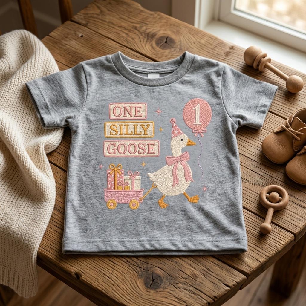One Silly Goose Balloon Embroidery, Baby Goose Birthday Machine Stitch, Goose Pattern, 5 sizes, Digital Download - image 5