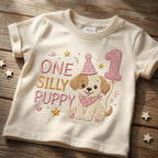 One Silly Puppy Embroidery Design, Birthday Balloon Puppy, Baby Puppy Digital File, Cute Puppy Machine Stitch, 5 sizes, Digital Download - image 6