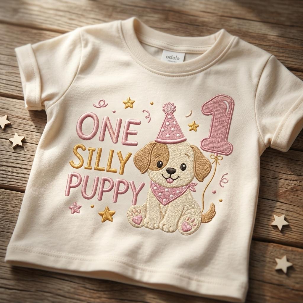 One Silly Puppy Embroidery Design, Birthday Balloon Puppy, Baby Puppy Digital File, Cute Puppy Machine Stitch, 5 sizes, Digital Download - image 6