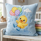 Rainbow Baby Duck Embroidery File, Duckling with Balloons and Rain Boots, Nursery Animal Stitch Pattern, 5 sizes, Digital Download - image 4