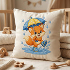 Cute Baby Fox Embroidery Design, Fox with Umbrella File, Rainy Day Fox Stitch Pattern, Nursery Animal Embroidery, 5 sizes, Digital Download - image 4