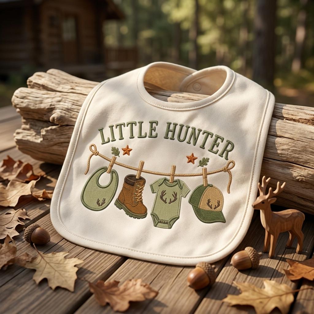 Little Hunter Machine Embroidery Design, Hunting Baby Clothesline Embroidery File, Woodland Baby Shower Decor, 5 sizes, Digital Download - image 5