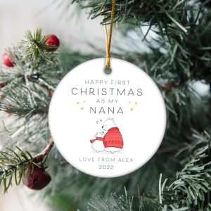 Personalised Baby's First Christmas Decoration | Keepsake Christmas Bauble Gift Ceramic Ornament | Christmas As Grandparents Bauble