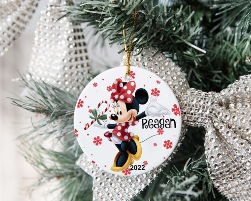 Personalized Christmas Ornament, Ceramic Ornament, Minnie Christmas Ornaments, Minnie Mouse Ornament, Christmas Decorations, XT