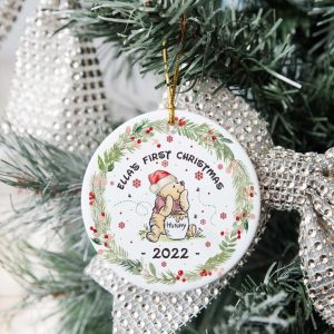 Personalized Christmas Ornament, Winnie The Pooh Christmas Ornament, First Christmas Ornament, Christmas Ceramic Ornament, XT
