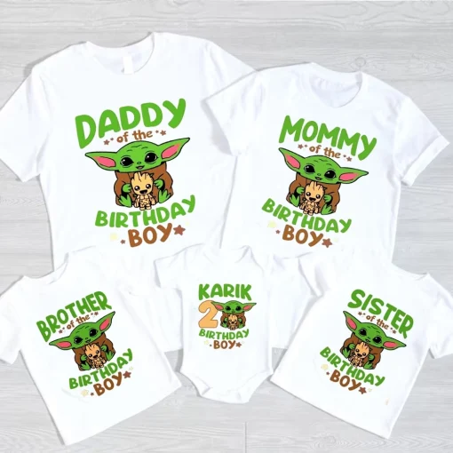 Baby Yoda Personalized Disney Birthday Shirts Matching Family