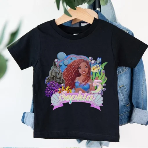 Personalized Little Mermaid Birthday Shirt Black Girl Magic