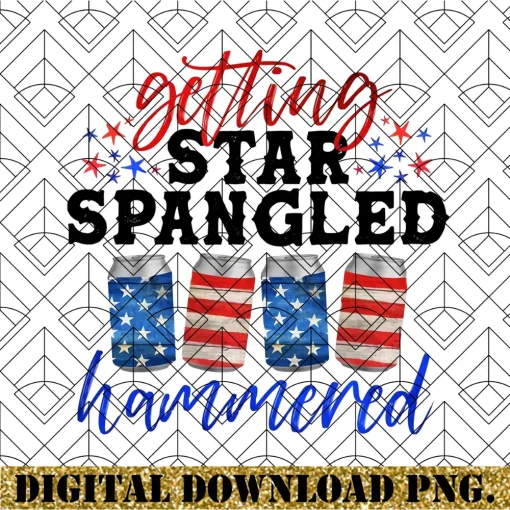 Getting Star Spangled Hammered PNG Digital Download