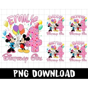 Mickey Mouse Family Happy Emily 4th Birthday Digital File