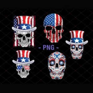 Skull 4th Of July Bundles PNG - Digital Download