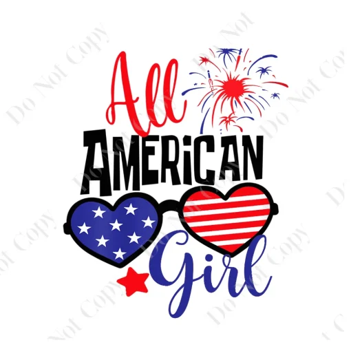 4th of July All American Girl: Patriotic Independence Day PNG