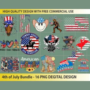 Americana Western 4th of July PNG Design