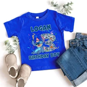 Personalized Stitch 3rd Birthday Boy Shirt Custom Name and Age Edition for Stitch Birthday Party