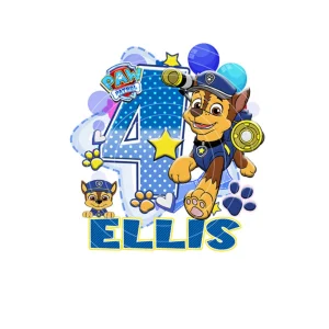 Paw Patrol Family Congratulations Ellis 4th Birthday Digital File