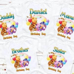 Personalized Winnie the Pooh 3rd Birthday Shirt for Family Party