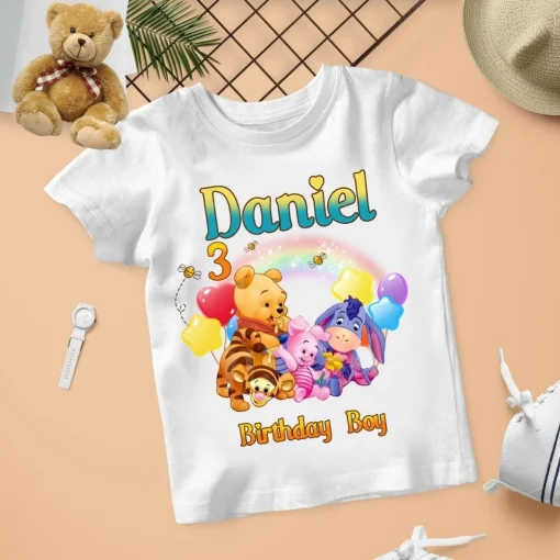 Personalized Winnie the Pooh 3rd Birthday Shirt for Family Party