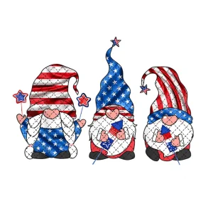 4th Of July American Gnomes Celebrating Independence Day Png Digital Download
