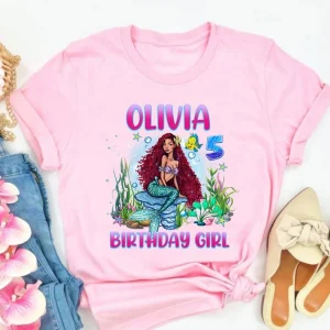 Personalized Black Little Mermaid Birthday Shirt Queen Ariel Edition