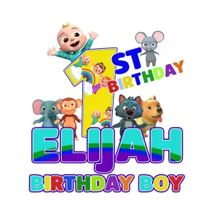 Cocomelon 1st Birthday Elijah Birthday Boy Digital File Bundle